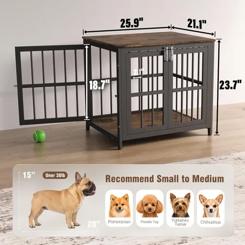 Vista 7 de Muebles de jaula para perros resistentes, jaula decorativa para perros negro (Aged Black)