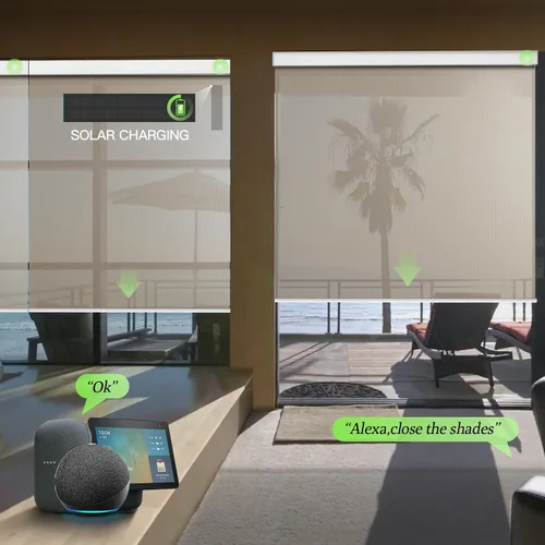 Vista 3 de Smart Blinds - Persianas solares automáticas de ancho personalizado (21-90 pulgadas), persianas enrollables con control remoto para ventanas