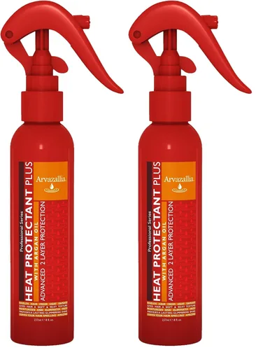 Vista 7 de Protector de calor plus con aceite de argán, protector térmico de grado profesional, acondicionador sin enjuague, antifrizz y spray para brillo