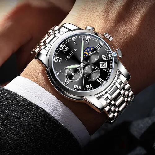 Vista 4 de Relojes luminosos de cuarzo para hombre con fecha y 3 ojos ornamentales