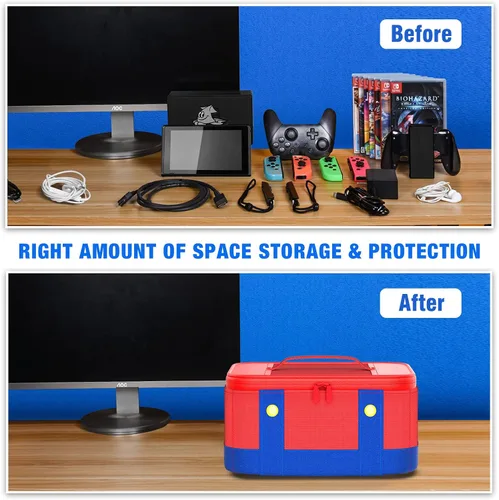Vista 6 de Funda de interruptor para Switch Switch OLED y accesorios de interruptor, funda de viaje para consola Nintendo Switch OLED, funda de transporte