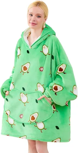 Vista 31 de Moinlizy - Sudadera con capucha tipo manta extragrande, portátil con capucha y bolsillo, de grueso sherpa, para mujeres y hombres adultos