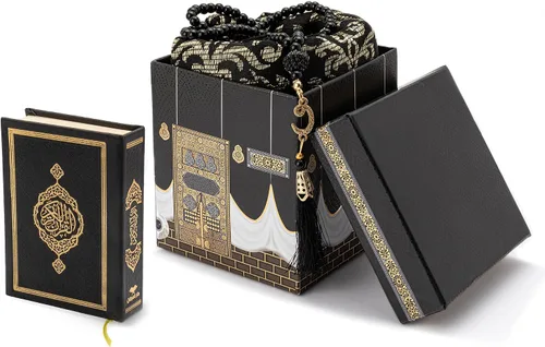 Vista 3 de Modefa - Alfombra de oración islámica de chenilla tejida intrincada con bordado floral de Janamaz Sajadah turco, Negro