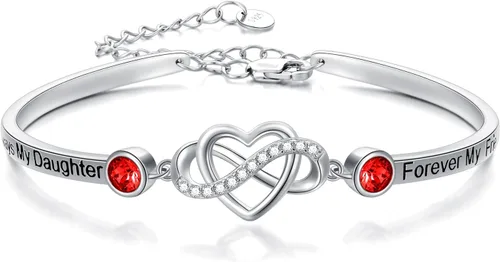 Vista 12 de AOBOCO Pulsera de corazón infinito ajustable de plata de ley 925 para hermana, mejor amiga, hija, mamá, abuela, nieta, nuera, madrina, ahijada
