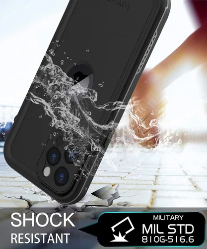 Vista 3 de Para iPhone 12 Pro Max Caso, Impermeable, Cubierta A Prueba De Golpes De Cuerpo Completo Con Protector De Pantalla Para IPhone 12 Promax - Negro