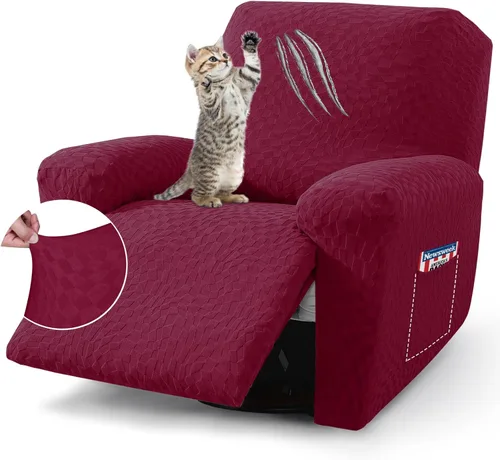 Vista 26 de ZNSAYOTX 2026 Funda elástica para sillón reclinable de 3 piezas (61 cm-94 cm) Fundas súper suaves para silla reclinable con bolsillo grande y lazos