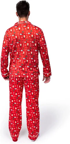 Vista 8 de JOYIN Conjunto de pijama familiar a juego, pijama de Navidad a cuadros negros y rojos, pantalones de descanso y calcetines