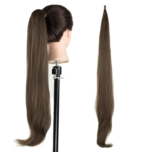 Vista 9 de IMISSU Extensión de pelo Cola de caballo Cabello flexible Colas de caballo Postizos (Negro)