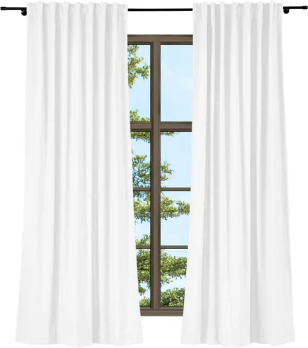 Vista 23 de TWOPAGES Cortina de lino beige sólido de algodón con pestaña trasera, elegante cortina natural para cocina (1 panel, 50 x 63 pulgadas)
