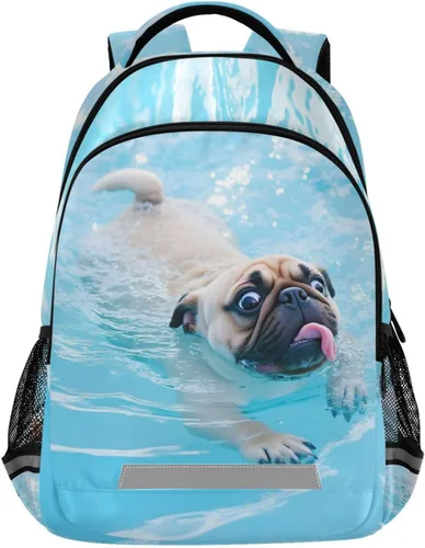 Vista 12 de ALAZA Mochilas de viaje con diseño de mariposa, luna y estrella, color azul turquesa, mochila escolar para hombres, mujeres, adolescentes y niños