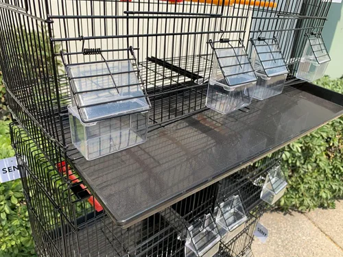 Vista 2 de Lote de 4 jaulas apilables para pájaros pequeños pinzones canarios (negro)