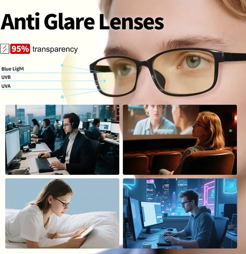 Vista 3 de Lentes de bloqueo de luz azul, lentes de filtro de luz azul de visión HD, antifatiga ocular para jugadores y trabajadores de oficina, experimenta