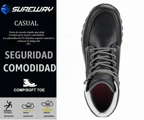 Vista 4 de SUREWAY Men's Moc Toe Soft/Composite Toe Leather Safety Work Boots lace up,lightweight casual fit,cushioned comfort insole,oil and slip resistant