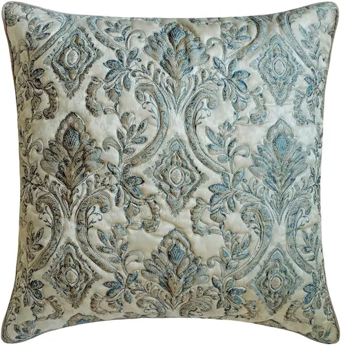 Vista 171 de The HomeCentric Funda de almohada con cremallera, funda de cojín azul de 12 x 12 pulgadas, funda de cojín de algodón bordado para sofá, diseño