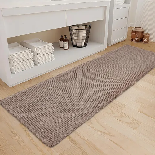 Vista 16 de ZALL - Tapete de baño de punto gofre beige, súper absorbente, antideslizante, largo, color crema, 24 x 72 pulgadas, lavable a máquina, ultra suave