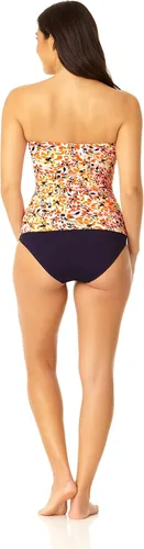 Vista 3 de Anne Cole Top de natación tipo tankini con nudo frontal fruncido para mujer