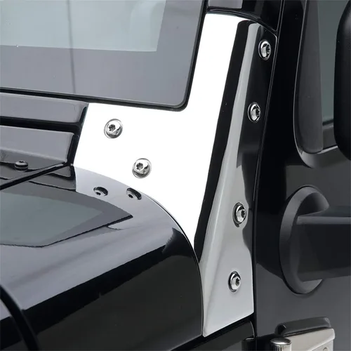 Vista 2 de Smittybilt Bisagra de parabrisas de acero inoxidable 7481 con soporte de bisagra de puerta superior