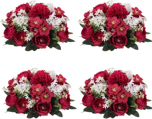 Vista 20 de Bolas de flores artificiales para centros de mesa: 2 piezas de rosas rojas para centros de mesa, arreglos florales, centro de mesa para bodas