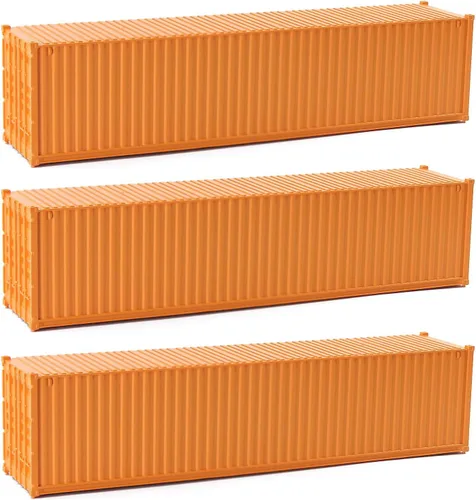 Vista 11 de 3pcs HO Escala sin decorar 40 ' (pies) Contenedores de envío 1:87 Deep Bule acanalado Side Container C8740DB
