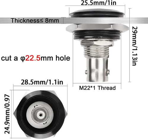 Vista 4 de QIANRENON Adaptador circular de fijación roscada BNC hembra a hembra Conector de montaje en panel BNC Toma de módulo de vigilancia BNC, 75 ohmios