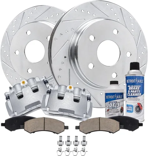 Vista 133 de Detroit Axle - Rotores de freno para Ford 2013-2019 Explorer Taurus Flex Lincoln MKT MKS, rotores de freno de disco ranurados perforados de repuesto
