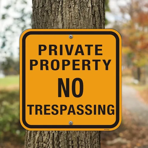 Vista 5 de Señal grande de propiedad privada No Trespassing (4 unidades), metal de aluminio reflectante, resistente a la intemperie al aire libre
