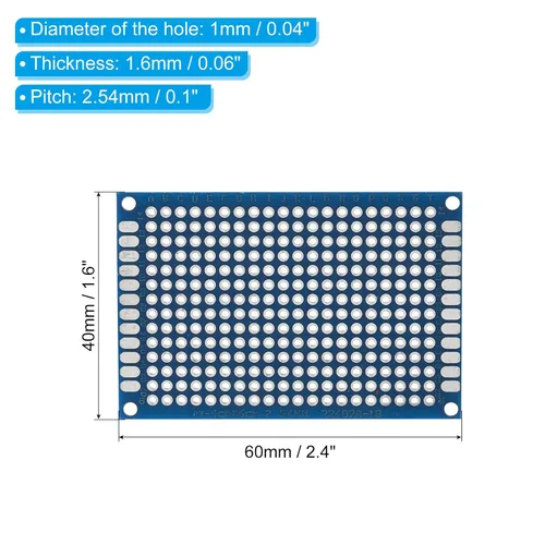 Vista 2 de PATIKIL Placa PCB de doble cara de 2.4 x 1.6 in, 20 piezas de 0.063 in de grosor, placa de circuito PCB FR-4 Perfboard para experimentos