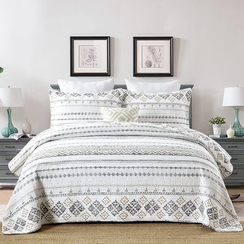 Vista 13 de SahSahCasa Juego de edredón, tamaño Queen, juego de ropa de cama 100% algodón, colcha reversible ligera con diseño floral de patchwork para cama