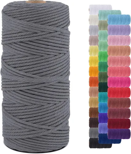 Vista 25 de Cordón de macramé de 0.079 pulgadas, cuerda de algodón natural de 109 yardas, hilo de cuerda de macramé para manualidades, ganchos de pared