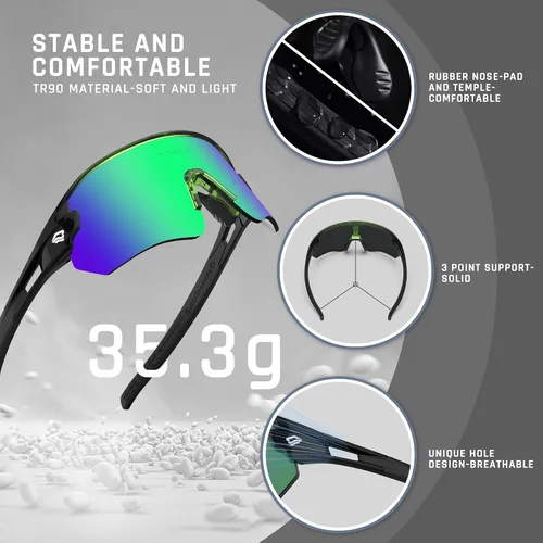 Vista 4 de TOREGE Z87 - Gafas de sol para hombres y mujeres, ciclismo, pesca, correr, conducir, béisbol, antiniebla, gafas de sol deportivas, protección UV