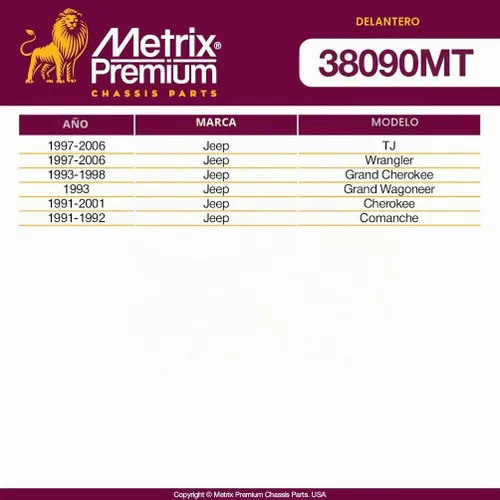 Vista 3 de Metrix DS1235 - Barra de riel delantera prémium para Jeep Wrangler 4WD 1997-2006, Jeep Grand Cherokee 1993-1998, Jeep Cherokee 1991-2001, Jeep