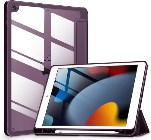 Vista 13 de VIKESI - Funda para iPad de 9ª / 8ª / 7ª generación de 10.2 pulgadas (lanzada en 2021/2020/2019), parte trasera transparente, cubierta de marco