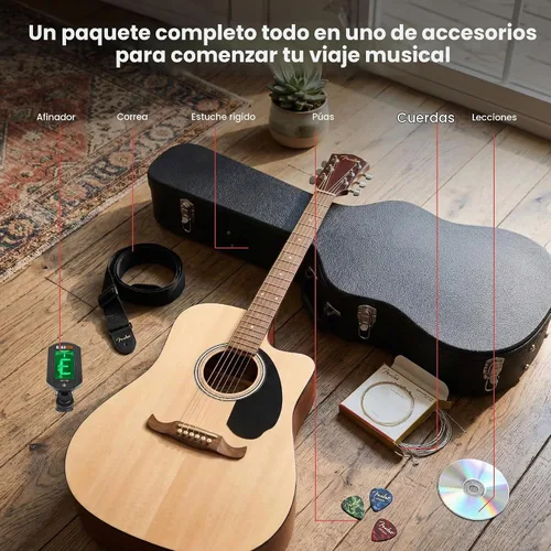 Vista 2 de Fender FA-125CE - Conjunto de guitarra electroacústica, Natural