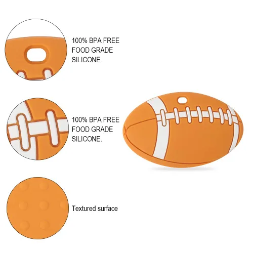 Vista 2 de Pelota deportiva de silicona de grado alimenticio para bebés con soporte para chupete, juguetes para aliviar el dolor de dentición, juego de regalo