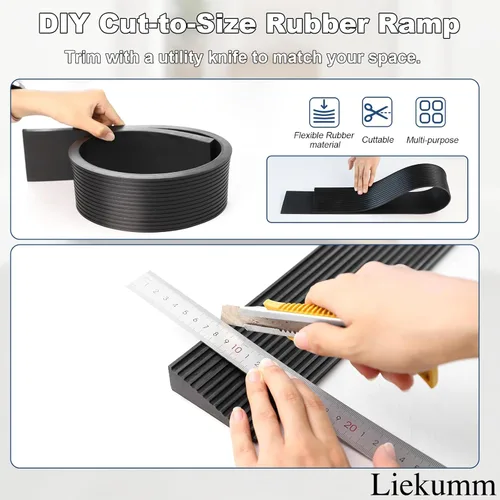 Vista 9 de LIEKUMM Rampa de umbral de goma de elevación de 3/8 pulgadas, rampa antideslizante de capacidad de carga de 1500 libras para puertas, rampa de goma