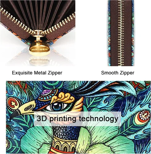 Vista 4 de APHISON - Tarjetero con protección RFID, carteras , funda para tarjetas de cuero con cremallera para mujerniñacaja regalo