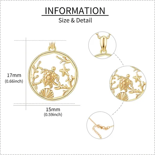 Vista 4 de Collar de oro real de 14k para amantes de animales, joyería delicada de verano, regalo para mujeres, amantes de los animales, regalo de San