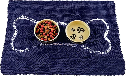 Vista 11 de Soggy Doggy Slopmat – Beige/Red Bone – 18 x 24 pulgadas – Tapete de puerta absorbente de agua para patas fangosas y cuencos de comida/agua – Felpudo
