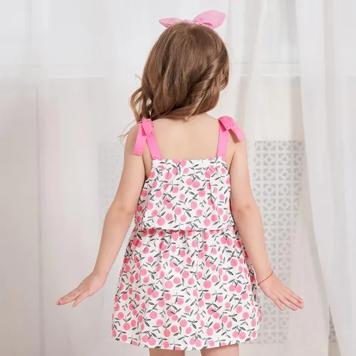 Vista 2 de Sosomi Vestido sin mangas para niña pequeña, vestido de niña 6M-5T, vestido floral para niñas pequeñas, vestido de verano para niñas, vestidos