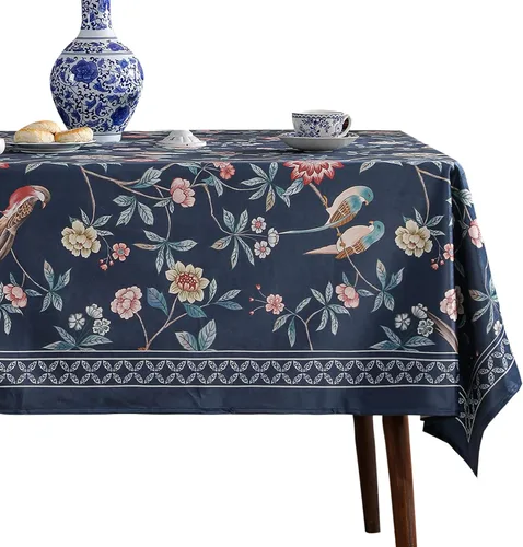 Vista 83 de [Usado] patdrea Mantel largo de lino de diseño verde para mesa rectangular, mantel vintage transpirable con patrón de frutas amarillas, funda