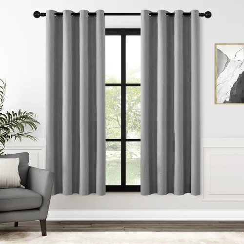 Vista 119 de ChrisDowa Cortinas 100% Opacas de Abedul Sólido de 45 Pulgadas de Largo, 2 Paneles para Dormitorio y Sala de Estar, Estilo Granja Oscurecedoras