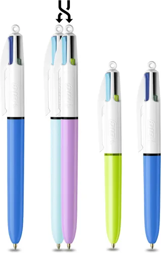 Vista 2 de BIC Paquete de 4 bolígrafos retráctiles con cuatro colores de tinta (2 mini, 2 originales)