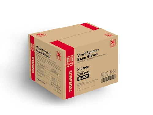 Vista 11 de Basic Guantes de examen de vinilo, guantes Safty de 4 mil sin látex y sin polvo, guantes médicos desechables SGBE 8001 Synmax pequeños