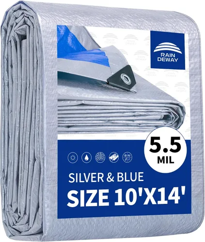 Vista 53 de RAINDEWAY Tarps - Lona impermeable de color azul de 4 x 16 pies de grosor, resistente a desgarros, multiusos, para techo, campamento, automóvil