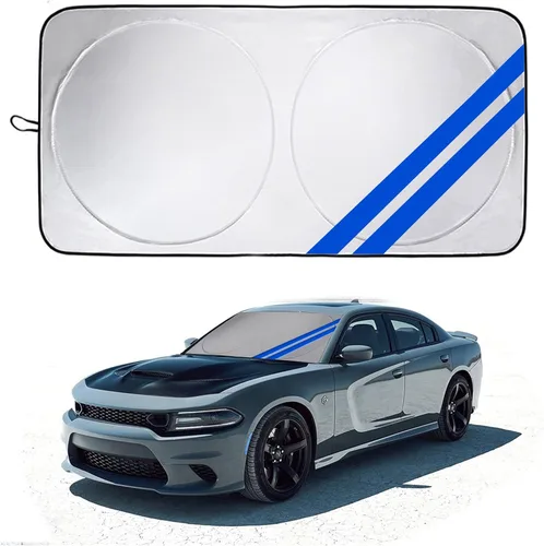 Vista 13 de Parasol para parabrisas delantero para Dodge Charger Challenger Durango Journey Ajuste universal para todos los coches Dodge Visor de sol plegable