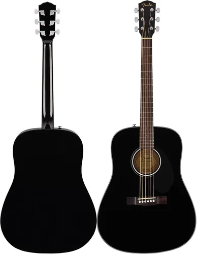Vista 5 de Fender Guitarra acústica FA-125 Dreadnought - Paquete negro con estuche, afinador, correa, cuerdas, púas y DVD instructivo de Austin Bazaar