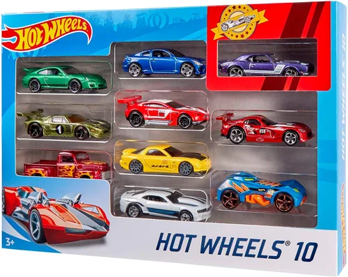 Vista 7 de Hot Wheels Juego de 10 camiones y autos de juguete a escala 1:64 para niños y coleccionistas, los estilos pueden variar [Exclusivo de Amazon]