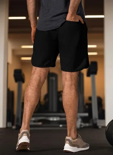 Vista 3 de JMIERR Pantalones cortos de punto gofre para hombre, estilo casual, cintura elástica, cordón ajustable, pantalones cortos de entrenamiento