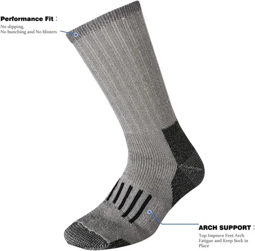 Vista 2 de EnerWear Men's Merino Wool Cushion Trail Crew Socks 46P Pack