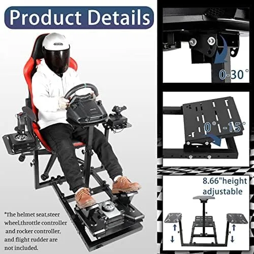 Vista 2 de Gazzyt Flight Racing Simulator Stand with Multiple Shift Panels Fit for Logitech G29 G920 G923,Thrustmaster X52 X56,Fanatec,Hotas Warthog,racing